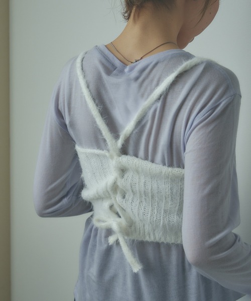 最終値下げ⭐︎Eaphi RIB KNIT BUSTIER △Knit bustier/ バックリボン ニットビスチェ（ベスト）｜AO2