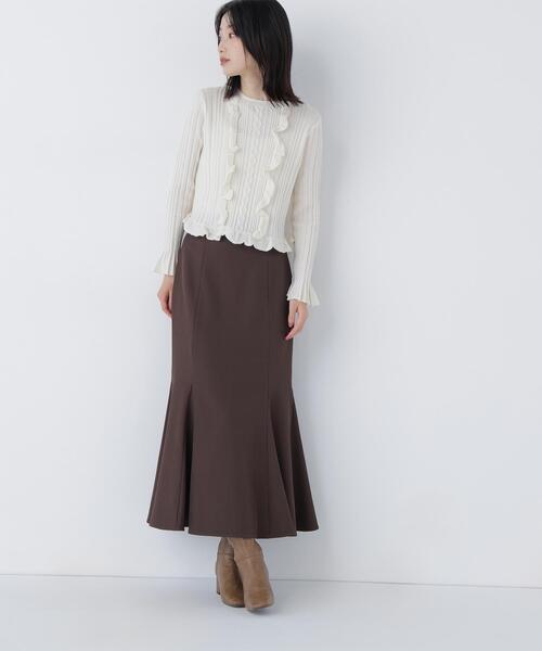 NATURAL BEAUTY BASIC（ナチュラルビューティーベーシック）の「◇ヘム切替マーメイドスカート（スカート・レディース・オフホワイト/ブラック/ダークブラウン/ブルー/ホワイト系その他2/ブラウン・SMALL/MEDIUM/P/S）」の4枚目の写真