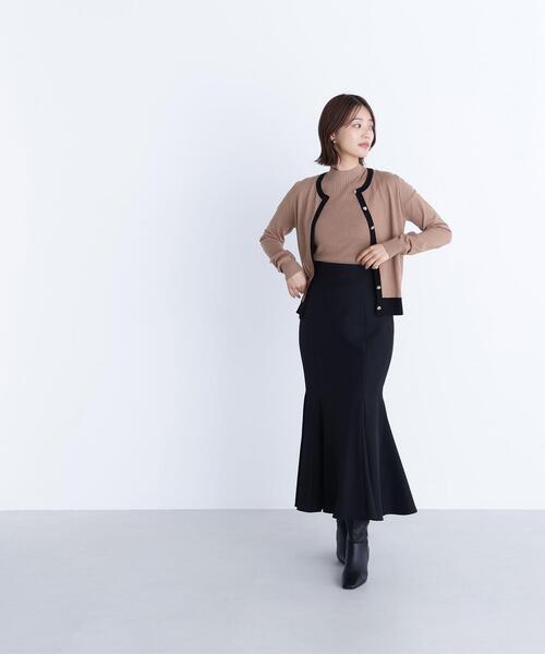 NATURAL BEAUTY BASIC（ナチュラルビューティーベーシック）の「◇ヘム切替マーメイドスカート（スカート・レディース・オフホワイト/ブラック/ダークブラウン/ブルー/ホワイト系その他2/ブラウン・SMALL/MEDIUM/P/S）」の9枚目の写真