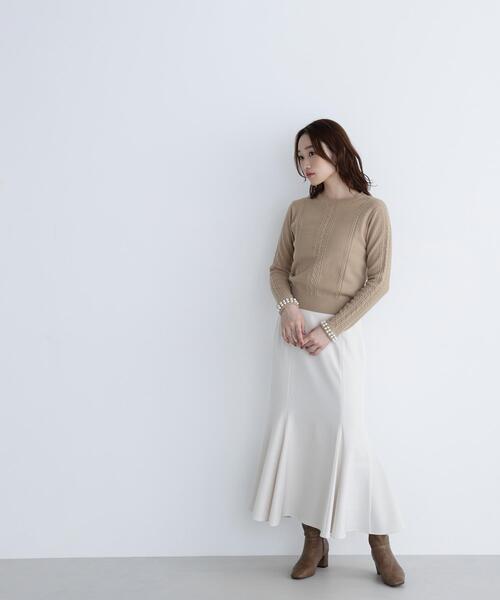 NATURAL BEAUTY BASIC（ナチュラルビューティーベーシック）の「◇ヘム切替マーメイドスカート（スカート・レディース・オフホワイト/ブラック/ダークブラウン/ブルー/ホワイト系その他2/ブラウン・SMALL/MEDIUM/P/S）」の18枚目の写真