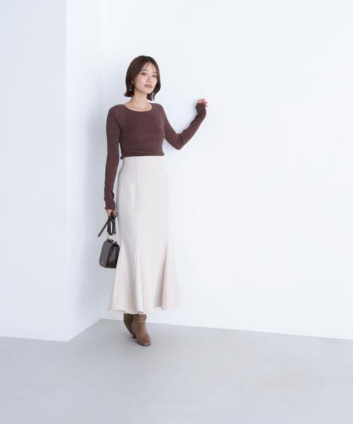 NATURAL BEAUTY BASIC（ナチュラルビューティーベーシック）の「◇ヘム切替マーメイドスカート（スカート・レディース・オフホワイト/ブラック/ダークブラウン/ブルー/ホワイト系その他2/ブラウン・SMALL/MEDIUM/P/S）」の20枚目の写真