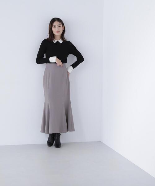 NATURAL BEAUTY BASIC(ナチュラルビューティーベーシック)の「◇ヘム切替マーメイドスカート(スカート・レディース・オフホワイト/ブラック/ダークブラウン/ブルー/ホワイト系その他2/ブラウン・SMALL/MEDIUM/P/S)」の16枚目の写真