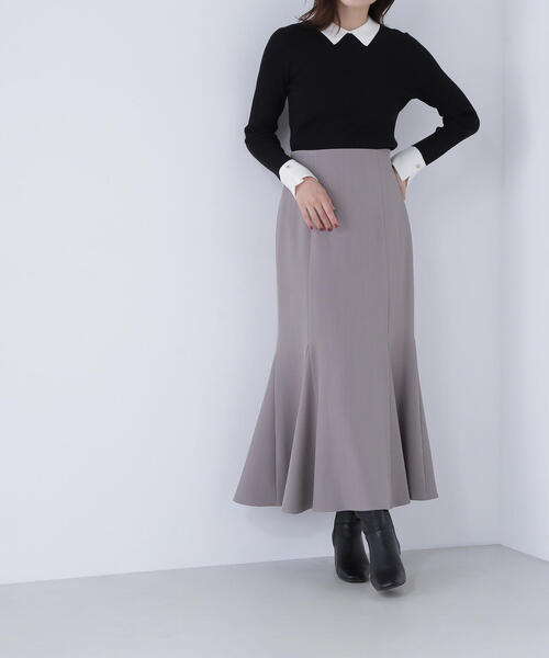 NATURAL BEAUTY BASIC（ナチュラルビューティーベーシック）の「◇ヘム切替マーメイドスカート（スカート・レディース・オフホワイト/ブラック/ダークブラウン/ブルー/ホワイト系その他2/ブラウン・SMALL/MEDIUM/P/S）」の6枚目の写真