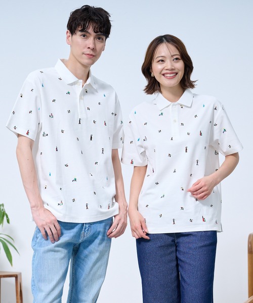 Arnold Palmer（アーノルドパーマー）の「シェア  アート総柄 ポロシャツ（ポロシャツ・レディース・ホワイト/ネイビー・L/M/S/LL/XS）」の2枚目の写真