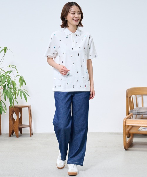 Arnold Palmer（アーノルドパーマー）の「シェア  アート総柄 ポロシャツ（ポロシャツ・レディース・ホワイト/ネイビー・L/M/S/LL/XS）」の12枚目の写真