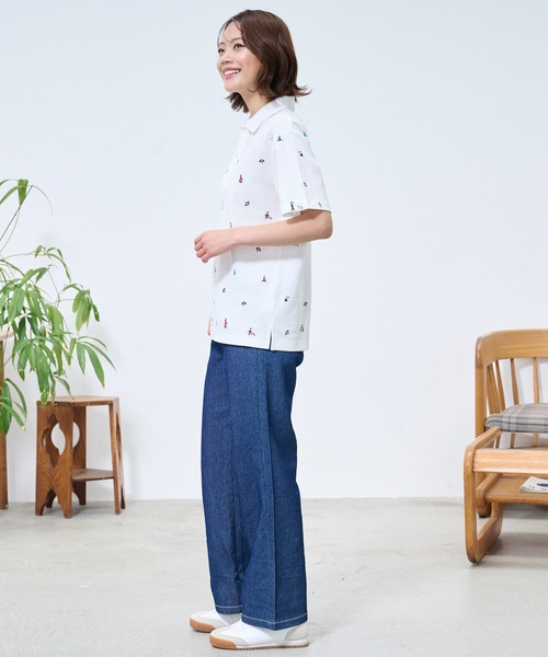 Arnold Palmer（アーノルドパーマー）の「シェア  アート総柄 ポロシャツ（ポロシャツ・レディース・ホワイト/ネイビー・L/M/S/LL/XS）」の13枚目の写真