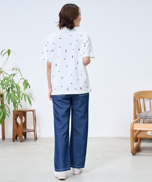 Arnold Palmer（アーノルドパーマー）の「シェア  アート総柄 ポロシャツ（ポロシャツ・レディース・ホワイト/ネイビー・L/M/S/LL/XS）」の14枚目の写真