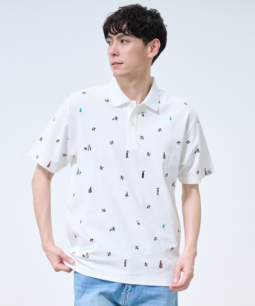 Arnold Palmer（アーノルドパーマー）の「シェア  アート総柄 ポロシャツ（ポロシャツ・レディース・ホワイト/ネイビー・L/M/S/LL/XS）」の5枚目の写真