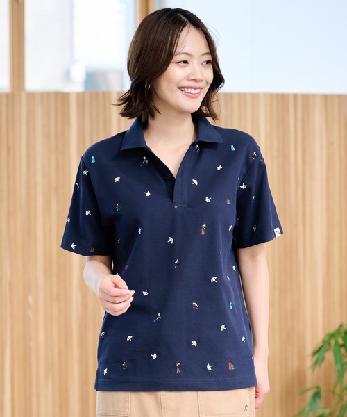 Arnold Palmer（アーノルドパーマー）の「シェア  アート総柄 ポロシャツ（ポロシャツ・レディース・ホワイト/ネイビー・L/M/S/LL/XS）」の7枚目の写真