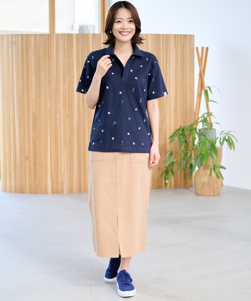 Arnold Palmer（アーノルドパーマー）の「シェア  アート総柄 ポロシャツ（ポロシャツ・レディース・ホワイト/ネイビー・L/M/S/LL/XS）」の8枚目の写真