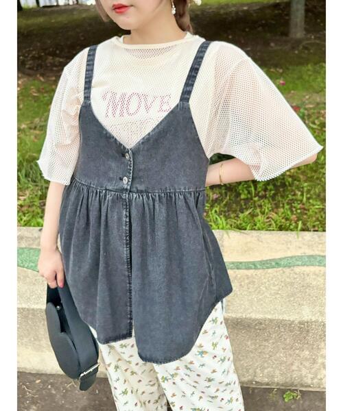 SM2(エスエムツー)の「メッシュTシャツ&プリントノースリーブSET(Tシャツ/カットソー・レディース・グレー/オフホワイト/カーキ/ブラック・F)」の12枚目の写真