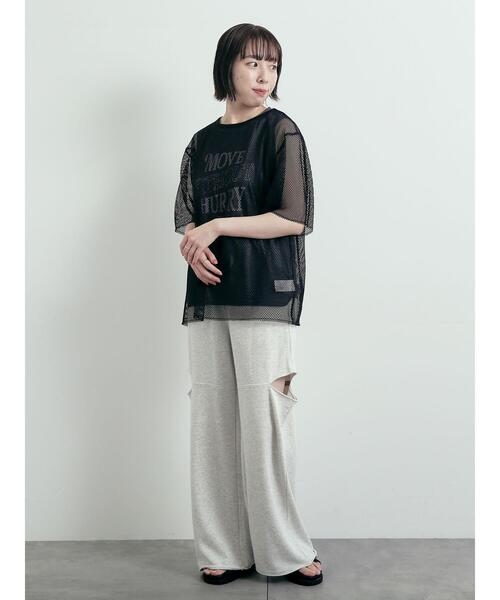セール】メッシュTシャツ&プリントノースリーブSET（Tシャツ