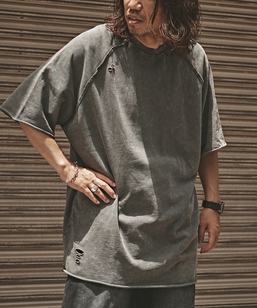 Crushed Raglan T-Shirt / クラッシュ加工 半袖 ラグランTシャツ（T