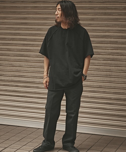 ALL RUNS(オールランズ)の「Crushed Raglan T-Shirt / クラッシュ加工 半袖 ラグランTシャツ(Tシャツ/カットソー・メンズ・ブラック/ダークグレー/ライトグレー/アイボリー・XL/M/L)」の14枚目の写真