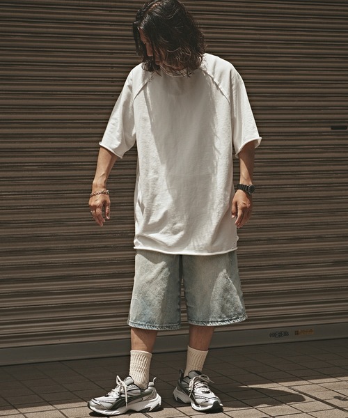 ALL RUNS(オールランズ)の「Crushed Raglan T-Shirt / クラッシュ加工 半袖 ラグランTシャツ(Tシャツ/カットソー・メンズ・ブラック/ダークグレー/ライトグレー/アイボリー・XL/M/L)」の9枚目の写真