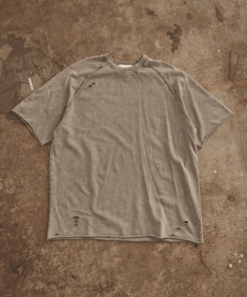 ALL RUNS(オールランズ)の「Crushed Raglan T-Shirt / クラッシュ加工 半袖 ラグランTシャツ(Tシャツ/カットソー・メンズ・ブラック/ダークグレー/ライトグレー/アイボリー・XL/M/L)」の16枚目の写真