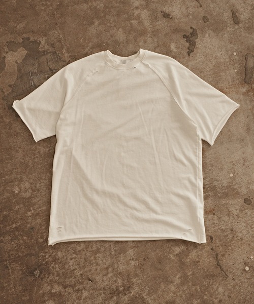 ALL RUNS(オールランズ)の「Crushed Raglan T-Shirt / クラッシュ加工 半袖 ラグランTシャツ(Tシャツ/カットソー・メンズ・ブラック/ダークグレー/ライトグレー/アイボリー・XL/M/L)」の6枚目の写真