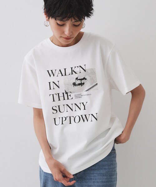OPAQUE.CLIP（オペークドットクリップ）の「◆フォトプリントTシャツ【洗濯機洗い可】（Tシャツ/カットソー・レディース・ホワイト/ホワイト系1/ライトベージュ・40/38）」の2枚目の写真