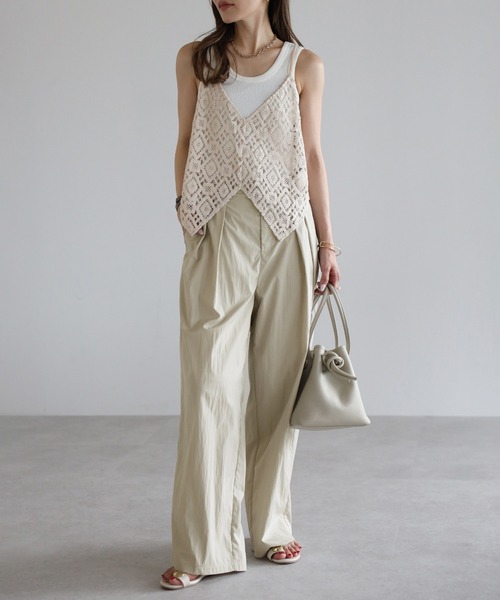 Bonjour Sagan（ボンジュールサガン）の「かぎ編みレースキャミビスチェ（キャミソール・レディース・ライトベージュ/ブラック・FREE）」の10枚目の写真