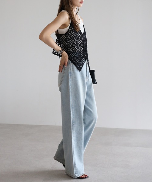 Bonjour Sagan（ボンジュールサガン）の「かぎ編みレースキャミビスチェ（キャミソール・レディース・ライトベージュ/ブラック・FREE）」の7枚目の写真