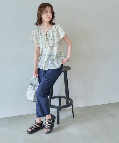 studio CLIP（スタディオクリップ）の「【撥水加工・接触冷感・速乾・UVカット】らくらくテーパードパンツ[プチ・プラス・トールサイズあり]（その他パンツ・レディース・ライトグレー/モカ/その他1/ネイビー/ブラック/カーキ・PF/MEDIUM/LARGE/SMALL/X-LARGE/XX-LARGE/TF/XXX-LARGE）」の7枚目の写真