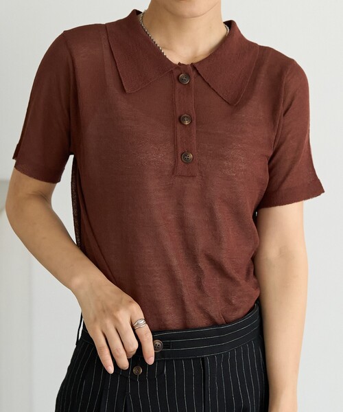 ◆シアーポロシャツニットプルオーバー◆ Spick & Span｜手洗い可 / シアーポロシャツニットプルオーバー