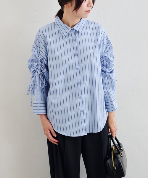 U by SPICK&SPAN(ユーバイスピックアンドスパン)の「ギャザースリーブシャツ(シャツ/ブラウス・レディース・ブルー/アイボリー・FREE)」の13枚目の写真