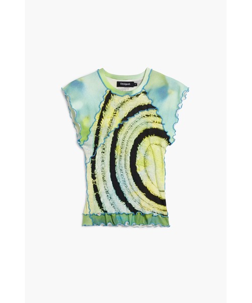 Desigual(デシグアル)の「アクアティック フィッシュプリント 丸首半袖Tシャツ Y2K(Tシャツ/カットソー・レディース・グリーン・XL/L/M/S/XS)」の2枚目の写真