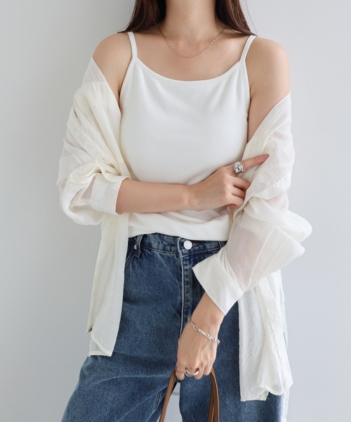 andme(アンドミー)の「テレコリブカップ付きキャミソールトップス(キャミソール・レディース・ブラック/チャコールグレー/ブラウン/オフホワイト・M)」の8枚目の写真