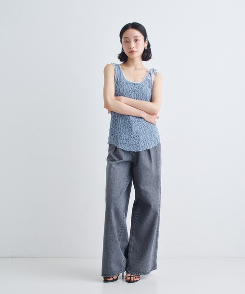 CODE A（コードエー）の「asymmetry ribbon lace cami（タンクトップ・レディース・ライトブルー/ホワイト・00）」の7枚目の写真