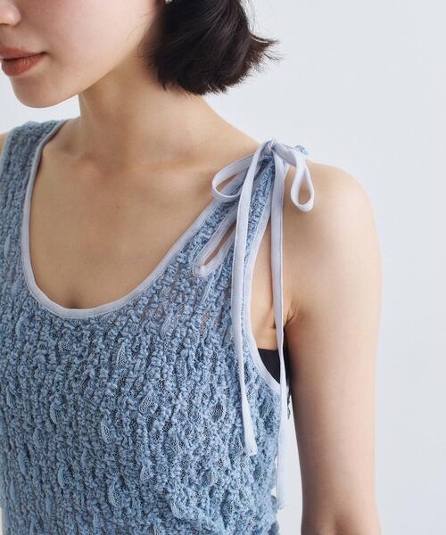 CODE A（コードエー）の「asymmetry ribbon lace cami（タンクトップ・レディース・ライトブルー/ホワイト・00）」の9枚目の写真