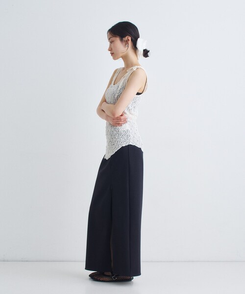 CODE A（コードエー）の「asymmetry ribbon lace cami（タンクトップ・レディース・ライトブルー/ホワイト・00）」の12枚目の写真