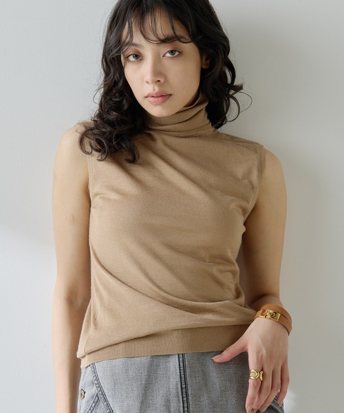 美品 24AW Whim gazette ウィムガゼット ウールハイゲージプルオーバー 長袖 クルーネック ニット カットソー F キャメル レディース 古着 中古 Whim Gazette - 美品 24AW Whim gazette ウィムガゼット ウール
