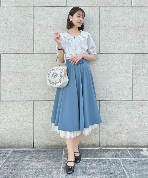 F i.n.t（フィント）の「ローズ刺繍チュールレース衿ブラウス（シャツ/ブラウス・レディース・オフホワイト/ブルーグレー・FREE）」の21枚目の写真