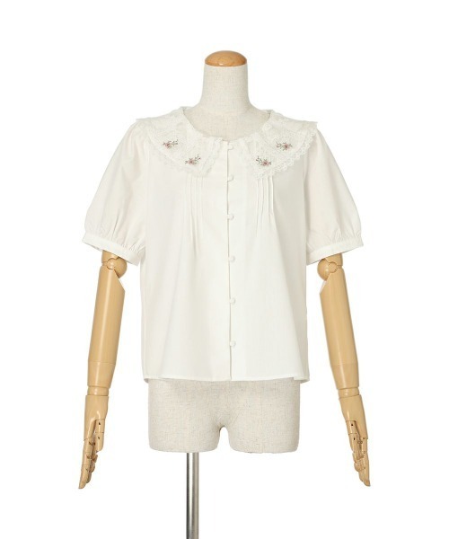 F i.n.t（フィント）の「ローズ刺繍チュールレース衿ブラウス（シャツ/ブラウス・レディース・オフホワイト/ブルーグレー・FREE）」の22枚目の写真