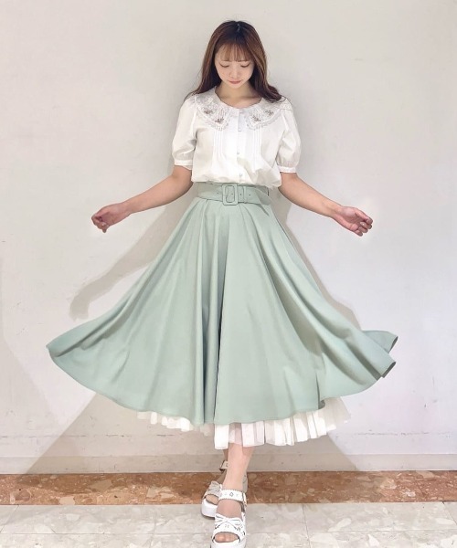 ローズ刺繍チュールレース衿ブラウス（シャツ/ブラウス）｜F