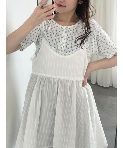 ehka sopo（エヘカソポ）の「小花柄ヘンリーネックカットソー（Tシャツ/カットソー・レディース・パープル/イエロー/ブルー/ピンク・F）」の21枚目の写真