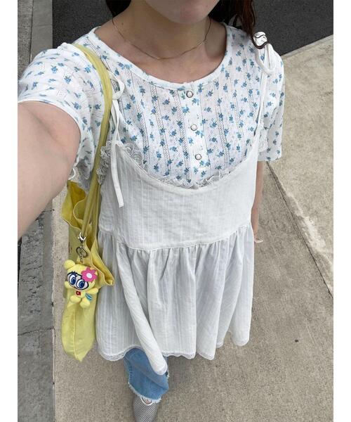 ehka sopo（エヘカソポ）の「小花柄ヘンリーネックカットソー（Tシャツ/カットソー・レディース・パープル/イエロー/ブルー/ピンク・F）」の22枚目の写真