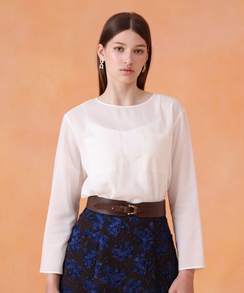 ブラウス シャツ トリアセボイルポケットＴブラウス レディース ANAYI｜トリアセボイルポケットTブラウス | Rakuten Fashion