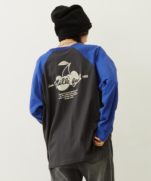 MILKFED.(ミルクフェド)の「CHERRY FLOCK PRINT B/B TEE(Tシャツ/カットソー・レディース・オフホワイト/オートミール/チャコール・M/L)」の1枚目の写真