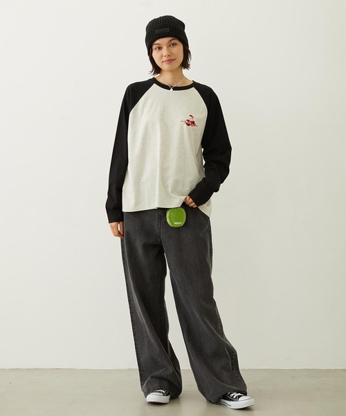 MILKFED.(ミルクフェド)の「CHERRY FLOCK PRINT B/B TEE(Tシャツ/カットソー・レディース・オフホワイト/オートミール/チャコール・M/L)」の18枚目の写真