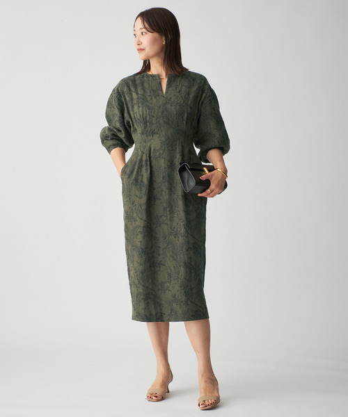 リネンプリントウエストシェイプワンピース（ワンピース）｜VERMEIL