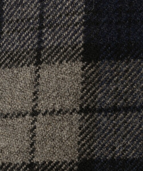 タータンウールツイード バルカラーコート（ステンカラーコート