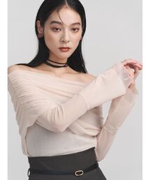 LAGUNAMOON | フレアスリーブオフショルチュールトップス(Tシャツ/カットソー)