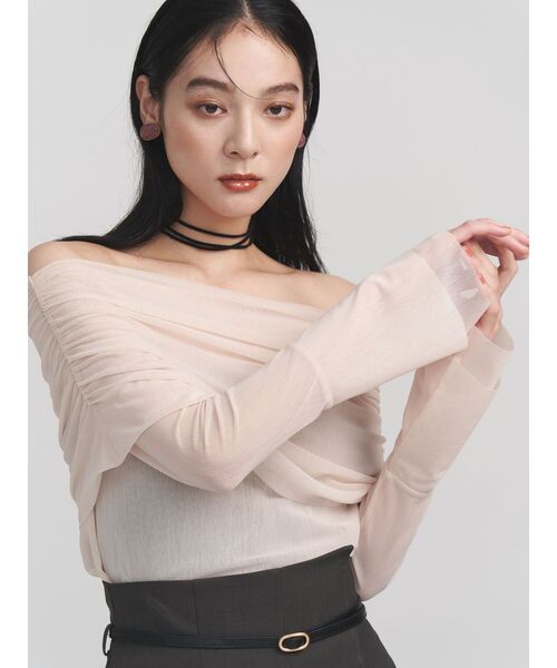 完売 ラグナムーン フレアスリーブオフショルチュールトップス フレアスリーブオフショルチュールトップス 秋服(Tシャツ