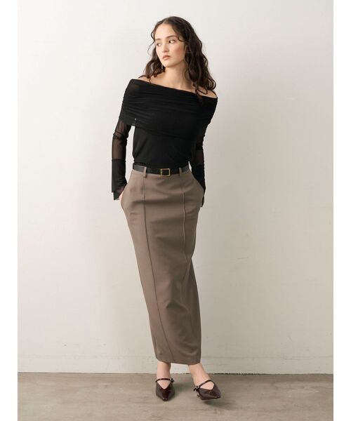 フレアスリーブオフショルチュールトップス（Tシャツ/カットソー