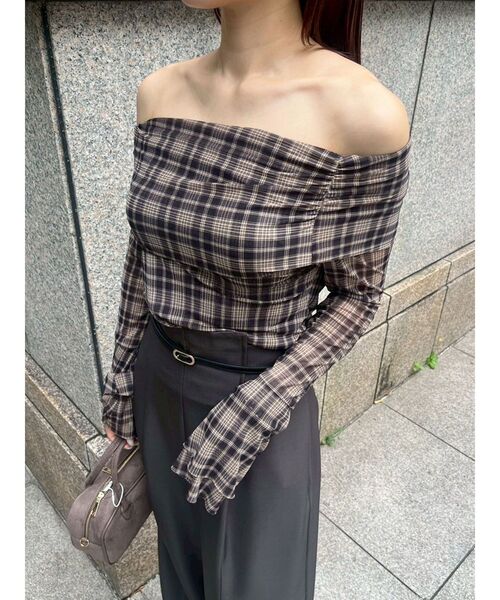 セール】フレアスリーブオフショルチュールトップス 秋服（T
