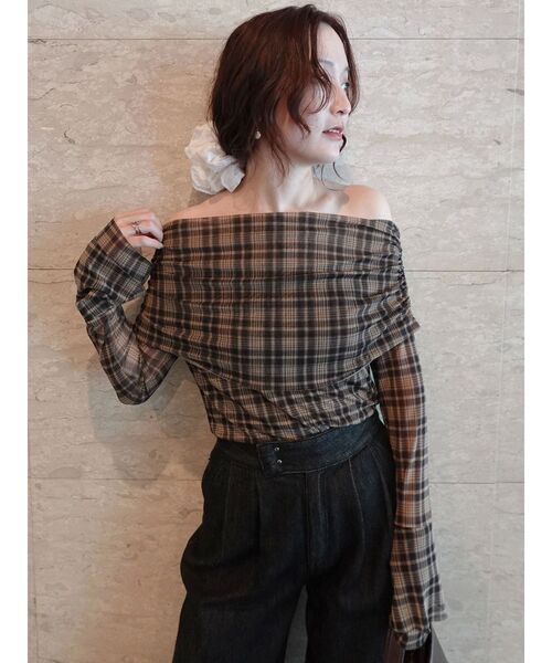 完売　ラグナムーン　フレアスリーブオフショルチュールトップス フレアスリーブオフショルチュールトップス（Tシャツ/カットソー