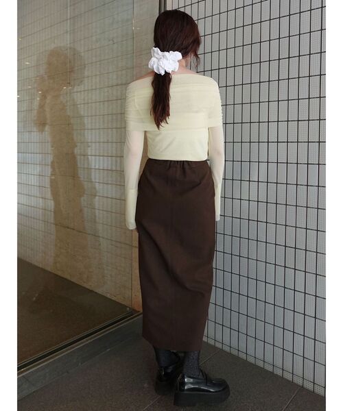 完売 タグ付き未使用 フレアスリーブオフショルチュールトップス フレアスリーブオフショルチュールトップス 秋服(Tシャツ