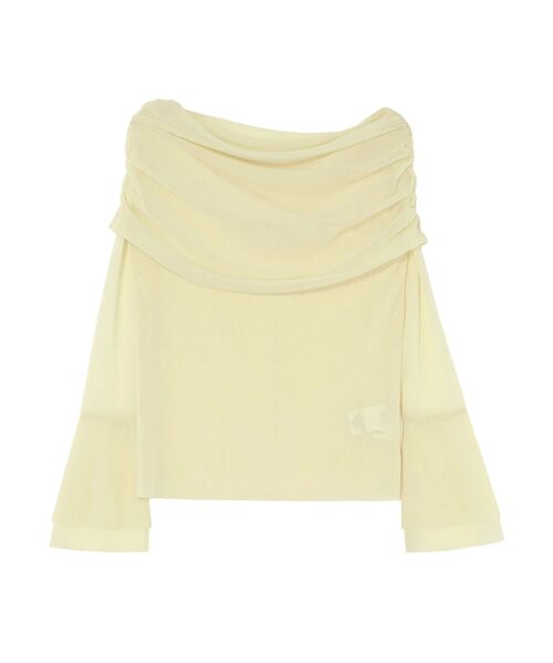 フレアスリーブオフショルチュールトップス（Tシャツ/カットソー